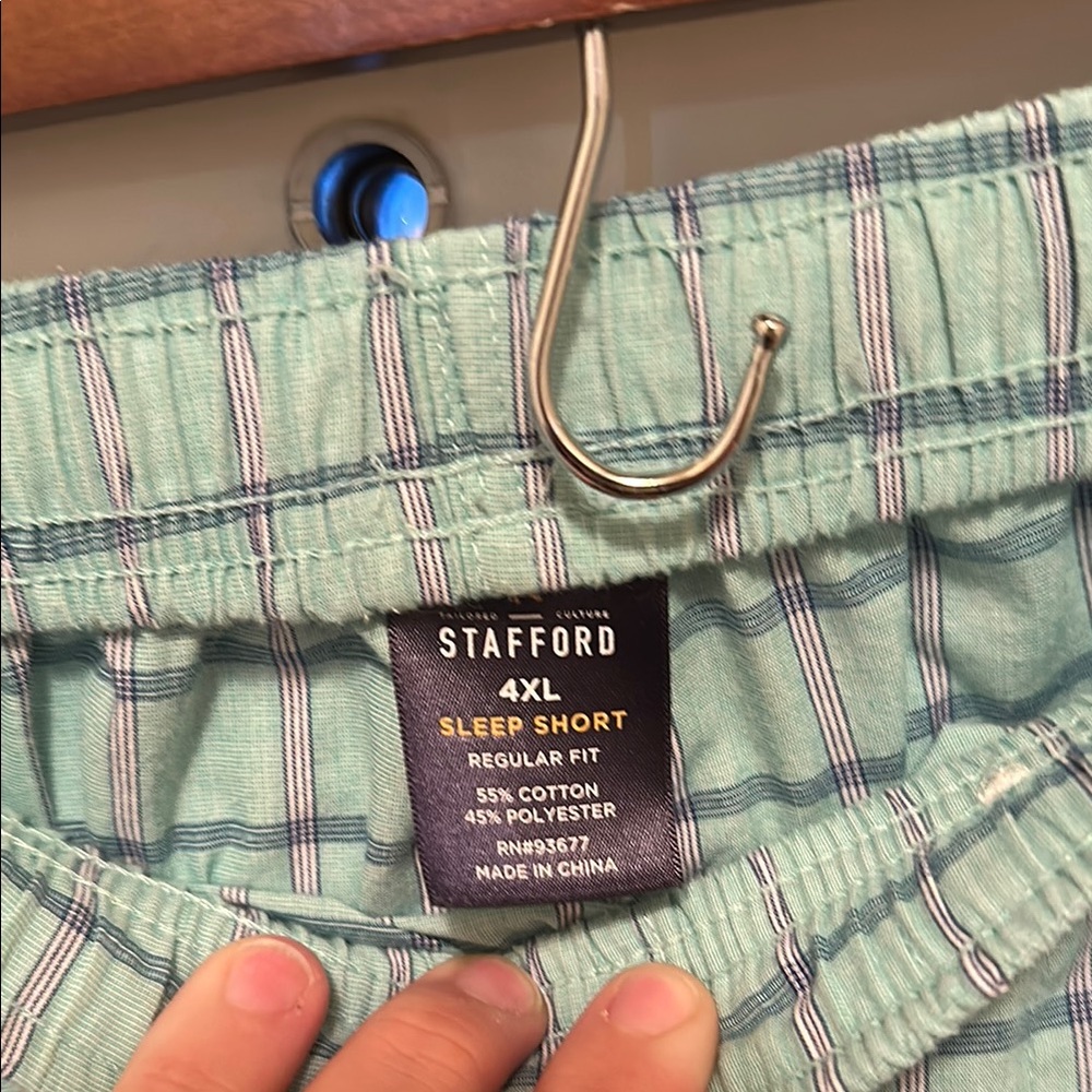 Stafford Green and Blue Sleep Shorts - Picture 2 of 4